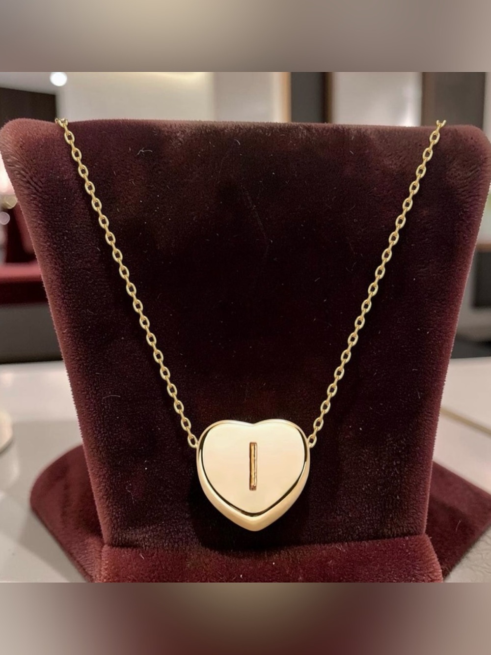 14K Gold Plated Heart “I” initial Necklace